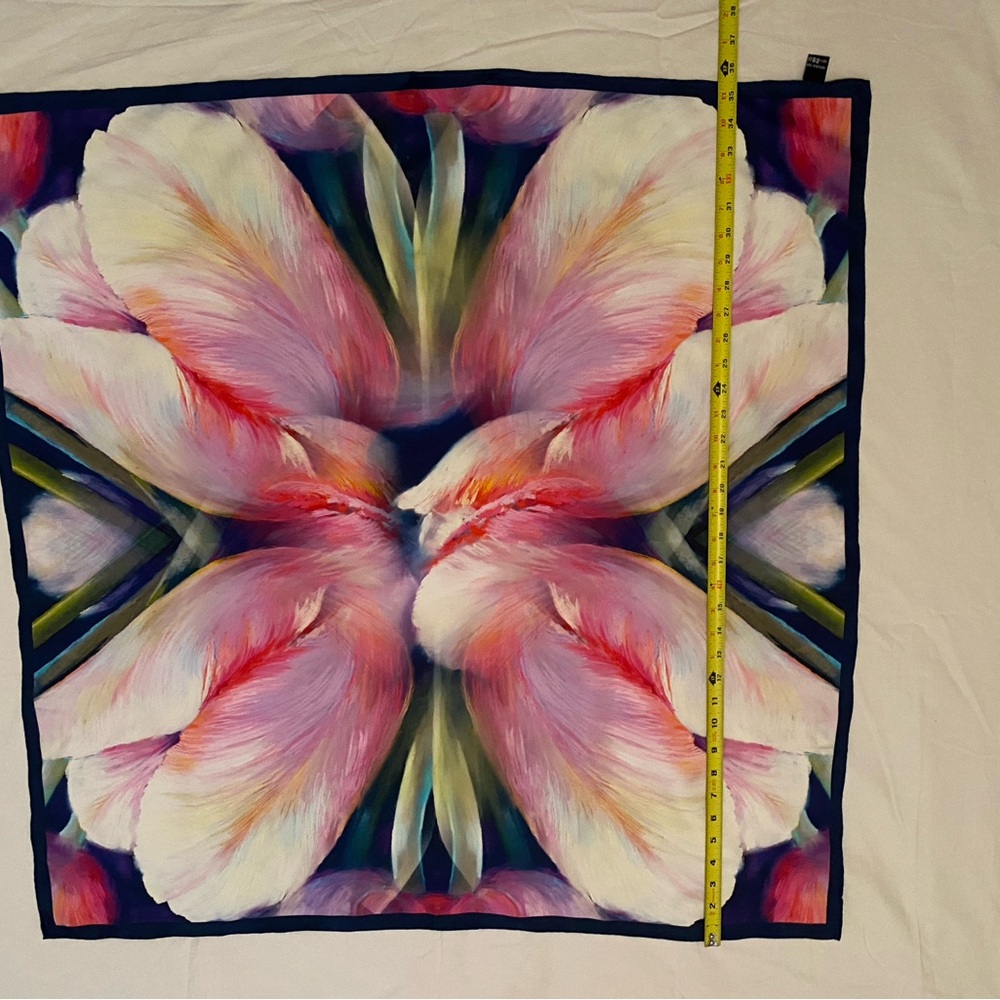 BONUS GIFT Mulberry Silk HANDMADE Vibrant Abstract Colorful Scarf Shawl Wrap - Picture 10 of 13